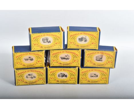 EIGHT BOXED MATCHBOX MODELS OF YESTERYEAR, all are late 1950's issues in the first style of box, Allchin Traction Engine, No.