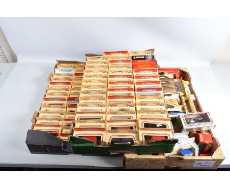 THREE TRAYS OF MOSTLY BOXED LLEDO DAYS GONE MODELS AND OTHERS, some of the Days Gone models include a horse drawn Lond fire b