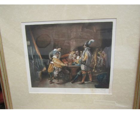 After Meissonier "Soldiers Gambling", pure mezzotint by G. Sidney Hunt, pencil signed, published by The Museum Galleries, 26 