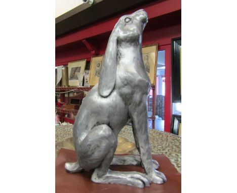 A large silver coloured hare, moon gazing, 41cm tall     (R) £50