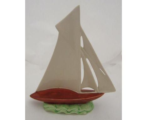A Shorter and Sons Staffordshire ceramic model of a sailing boat, Circa 1950's, 25cm x 22cm