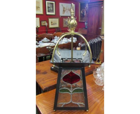 An Art Nouveau ceiling light shade, lantern style, 60cm tall