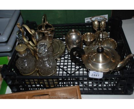 A quantity of plated cruets, teapot, etc.