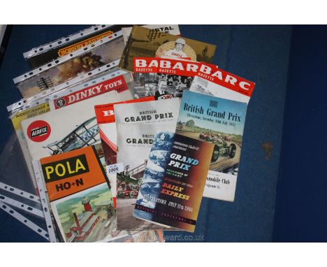 A quantity of Dinky and Hornby toy catalogues with a quantity of B.A.R.C. (British Automobile Racing Club) Journals, dating f