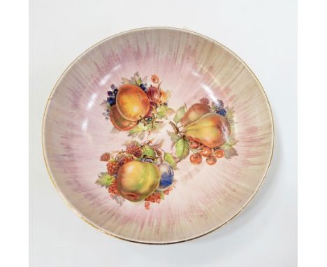 Clarice Cliff fruit bowl decorated with apples, pears and other fruits  Live Bidding: If you would like a condition report on