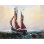 Angus Hawkins
Oil on canvas
"Fishing Smack", signed and dated 1978, 56cm x 102cm  Live Bidding: If