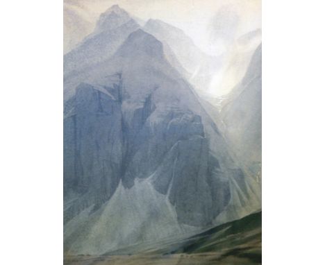 W Heaton Cooper RI
Print
"Scafell Pyke from Upper Eskdale", signed, titled and dated 1936 and label verso, 40.5cm x 33cm Live