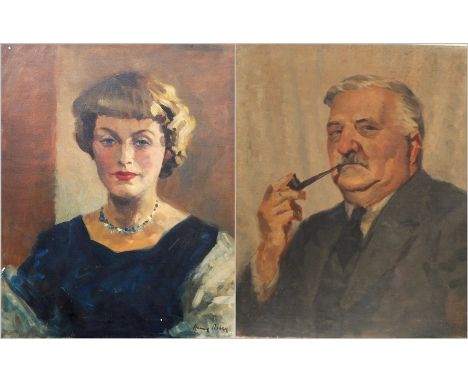 Harry Riley (1895-1966) 
Oils on canvas
Head and shoulders portrait of Barbara Riley and another of Jack Riley (Harry Riley's