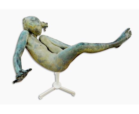 A Ralph Brown (1928-2013) bronze Leda sculpture, 1985, edition 5/7, 118cm long together with original invoice and signed lett