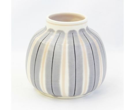 1950's Poole "YAP" pattern vase, shouldered and bulbous design by Alfred Reid, 11.5cm high  Live Bidding: If you would like a