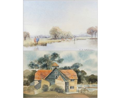 Ronald Maddox (b.1930) 
Watercolour drawing 
Thames Watermill, Mapledurham, signed, 12cm x 18cm 
K A Graham 
Pencil and water