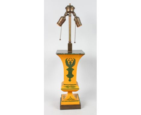 A REGENCY DESIGN TOLEWARE LAMP converted to electricity. 14ins high.