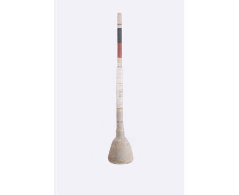 ‡ Robin Welch (born 1936) a large Totem form tube vase with swollen base, constructed in four sections, painted with white, r