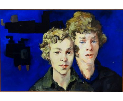 ROBERT LENKIEWICZ (1941-2002) oil on canvas, 'A Portrait of Two Plymouth Brothers, circa 1970's, 52cm x 77cm, Provenance; dir