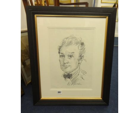ROBERT LENKIEWICZ (1941-2002) a signed pencil drawing 'Portrait of Ken Savage', 37cm x 26cm, Ken Savage was a local magician 
