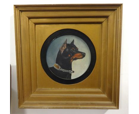 G.MORRIS, LIVERPOOL signed circular oil on board 'Portrait of a Hound' together with a group of various Blood Hound and other