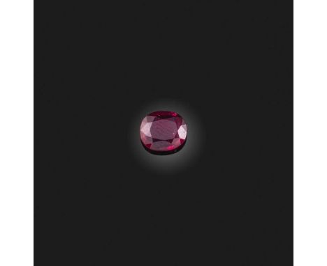 † An unmounted ruby, the oval ruby weighing 1.25 caratsAccording to a verbal report from GCS, the ruby is of Thai origin, wit