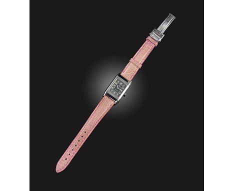 Jaeger LeCoultre, a lady's steel 'Reverso' wristwatch, signed dial with Arabic numerals, plain reverse, manual winding, numbe