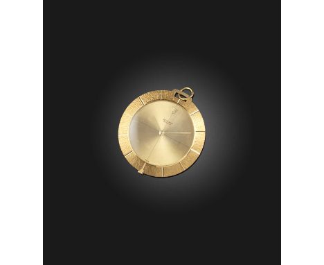 Rolex, a rare gold 'Cellini' pendant watch, ref 3694, circa 1965, the circular brushed gold dial with quadrant lines, within 