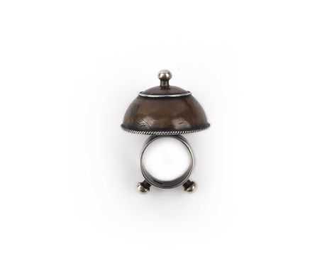Φ Φ Alan Davie (1920-2014) a silver bombe ring, C1950, of domed design set with a central sphere, the plain silver shank set 