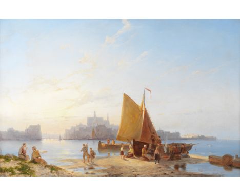 Pieter Cornelis Dommersen (Dutch, 1834-1908)Kampen on the Zuider-Zeesigned and dated 'P.C.Dommersen.1891.' (lower right), bea