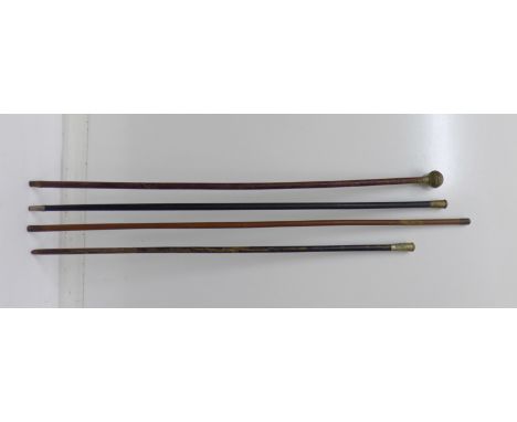 A Royal Engineers swagger stick and three other swagger sticks