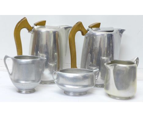 A Picquot Ware five piece tea and coffee service