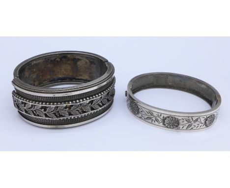 A Victorian hallmarked silver bangle and one other Victorian bangle