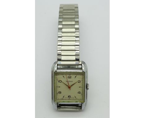 A Rotary manual wind rectangular cased wristwatch with Art Deco dial