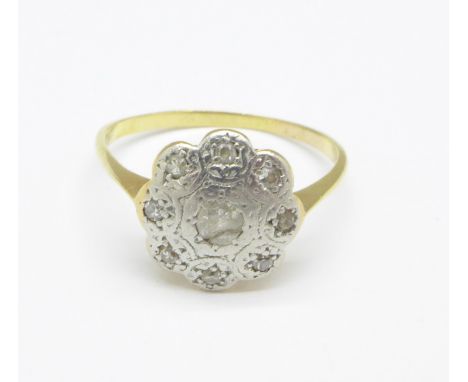 A yellow metal and diamond ring, a/f, 1.8g, K