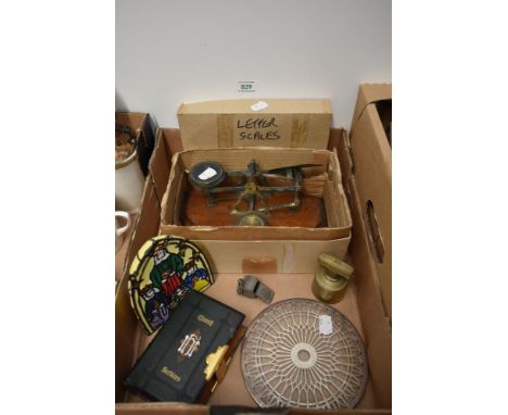 A vintage set of postage letter scales AF, a copy of The Book of the Common Prayer and Administration of the Sacraments and O