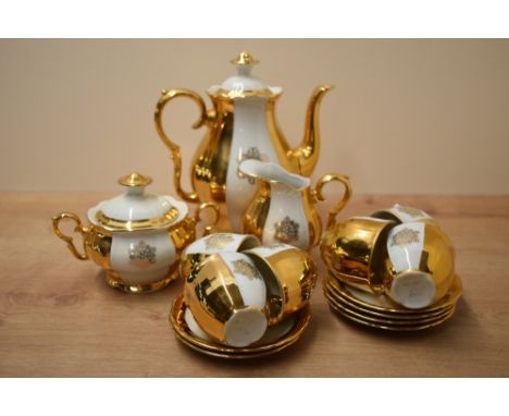 A vintage MZ Czechoslovakia Gold striped part tea service.