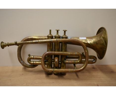 A vintage cornet in wooden box AF.