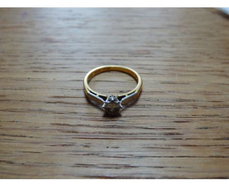 18CT GOLD & PLAT CLAW SET SOLITARE RING SIZE M