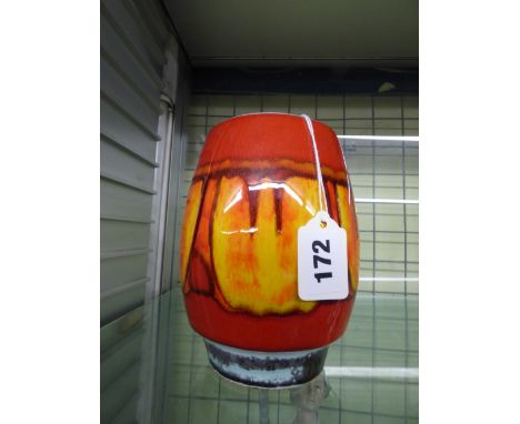 POOLE POTTERY SQUAT VASE FROM THE 'DELPHIS' SERIES STAMPED '83' MARK TO THE BASE 15CM HIGH APPROX