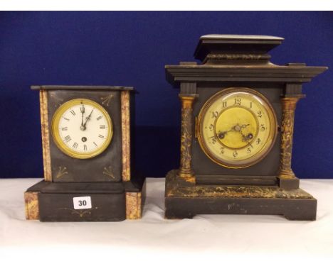 VICTORIAN BELGIAN SLATE MANTEL CLOCK AND ONE OTHER 