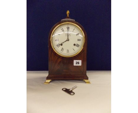 REPRODUCTION 20TH C MAHOGANY CASED COMITTI OF LONDON REGENCY STYLE LANCET MANTEL CLOCK