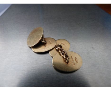 PR 9CT GOLD OVAL CUFFLINKS 9.3G