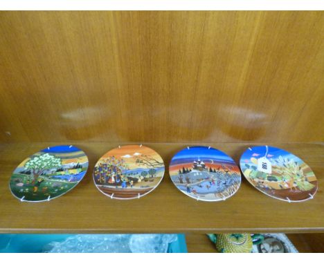 SET OF FOUR POOLE POTTERY PLATES BY BARBARA FURSTENHOFER 'SEASONS' (SPRING, SUMMER, AUTUMN, WINTER) 15CM APPROX IN DIAMETER 