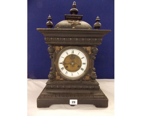 EBONISED WOODEN MANTEL CLOCK 