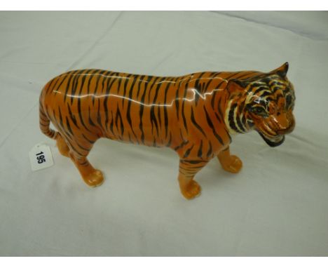 BESWICK TIGER MODEL NUMBER: 209 WITH BLACK CIRCLE MARK BY GRAHAM TONGUE, 19CM HIGH APPROX - GOOD CONDITION 