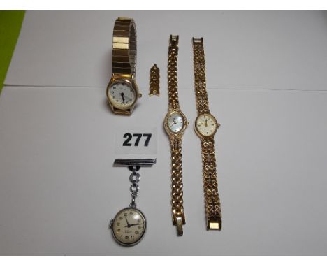 LADIES ROTARY GOLD PLATED WRISTWATCH, SEKONDA WRISTWATCH, CARVEL QUARTZ WATCH AND LANKO NURSES WATCH 