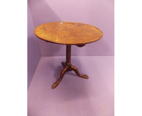 GEORGE III MAHOGANY TRIPOD TABLE ON GUN BARRELL STEM A/F