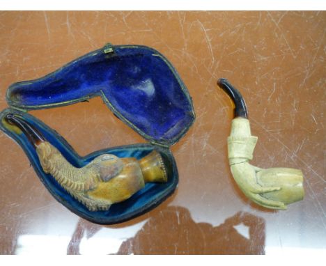 CASED MEERSCHAUM TALON BOWL PIPE AND CLASPED 