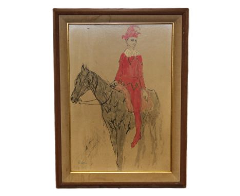 A Picasso Print of a Jester on horseback, 60cm x 41cm