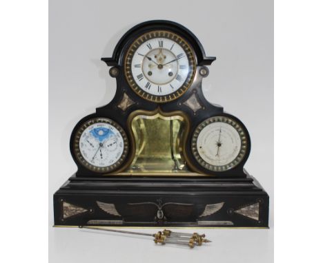 A large 19th century French Bissextile (Leap year) perpetual mantel clock by Samuel Marti, the multi dial eight day clock wit