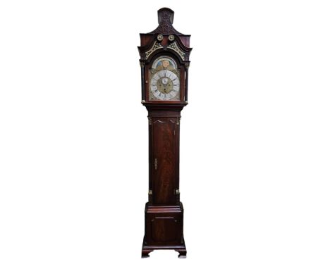 An Exhibition quality original mahogany pagoda top Longcase clock by Benjamin Barlow, Ashton. C.1780, Blind fretting to the p