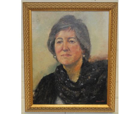 Charles Hardaker, oil on board, Portrait of Elizabeth Edmund, signed, dated Verso 1997. 51cm x 40cm&nbsp;