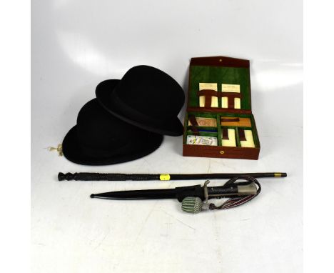 Various collectibles to include a late 19th/early 20th century hand carved ebony swagger stick, originally bought from a trib