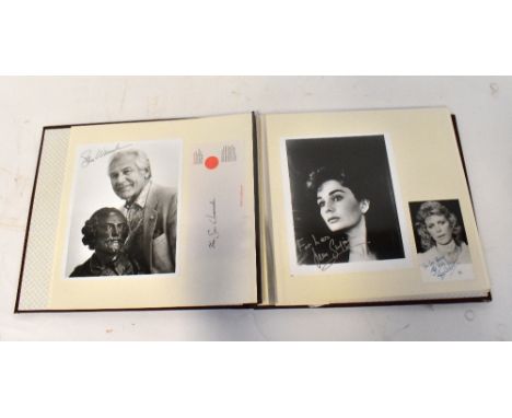 A large album of Music, TV and Film related autographs, many on stock photographs and lobby cards, to include The Carpenters,
